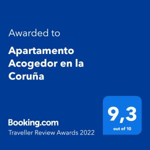 拉科鲁尼亚Apartamento Acogedor en la Coruña的手机的屏幕,手机的文本升级为可可可