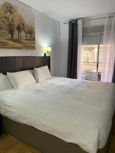 阿桂拉斯卡洛斯三世酒店的卧室配有一张大白色床和窗户