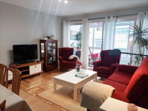 维戈Casa Porto, con Garaje的客厅配有沙发、椅子和电视