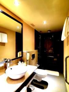 迈索尔阔鲁姆酒店的一间带水槽和卫生间的浴室