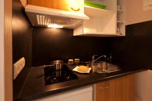 卢尔德玛利亚勒波平斯公寓式酒店的一间带水槽和炉灶的小厨房