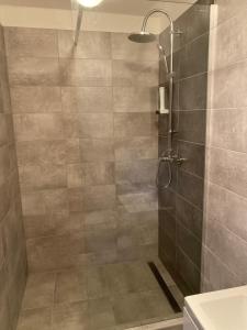 卢捷拿纳德德斯努高尔休闲酒店的带淋浴的浴室和玻璃门