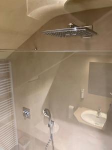 拉罗什-阿登Les Tanneries的一间带水槽、卫生间和镜子的浴室
