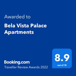卡斯卡伊斯Bela Vista Palace Apartments的手机的屏幕,手机的文本被授予了β景观宫殿公寓