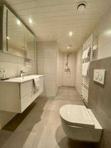 洪德洛布腾拉斯特酒店的一间带卫生间和水槽的浴室