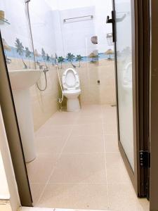 头顿Xoài Xanh Hostel & Villa的一间带卫生间和水槽的浴室