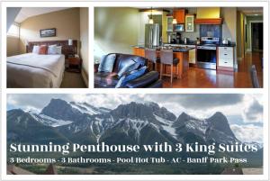坎莫尔Luxury Penthouse - 3 King Suites - Ug Parking的酒店房间两张照片的拼贴画