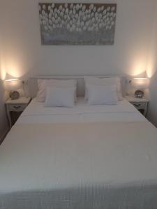 奇茲希Gita Apartmani的卧室配有白色的床和2个枕头