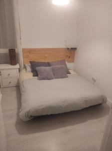 圣塞瓦斯蒂安Plena naturaleza en Pleno San Sebastián的白色客房内的一张大床,配有两个枕头