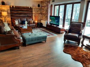布雷佐维察Sky Villa Brezovice的客厅配有家具和平面电视