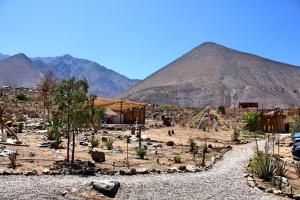 维库尼亚Campo de Cielo Mamalluca Valle de Elqui的金字塔背景中的沙漠景观