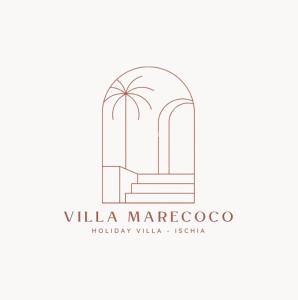 伊斯基亚Villa Marecoco的棕榈树标志的建筑