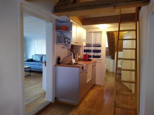 艾因西德伦Apartment Meinradsberg mit Balkon的厨房配有水槽和台面