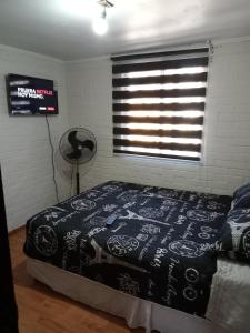 圣地亚哥Habitaciones Pabla的一间卧室设有一张床和一个窗口