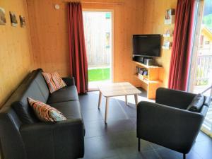 上陶恩Chalet in Hohentauern in the ski area的客厅配有沙发、椅子和电视