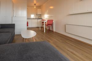 沃加尔Reykjavík Outskirts - Minimalist Escape的客厅配有沙发和桌子