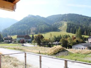 上陶恩Chalet in Hohentauern near ski area with sauna的从阳台可欣赏到山村的景色