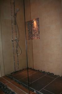 佩雷贝勒多多拉旅舍的浴室里设有玻璃门淋浴