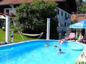 施泰因加登Spacious apartment near the ski area的一群人在游泳池游泳