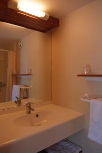 奥尔瓦勒Fasthotel Saint-Amand-Montrond Orval的一间带水槽和镜子的浴室