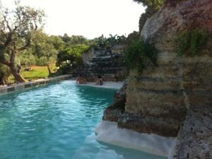 法萨诺Masseria Pelosella B&B的游泳池,有水中的人