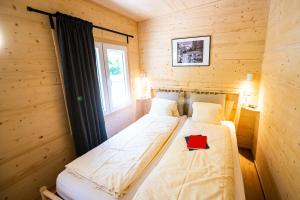 劳特布龙嫩Camping Jungfrau的木制客房 - 带一张单人床和窗户