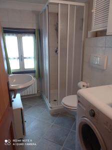 利维尼奥canton 520 camera matrimoniale e appartamento self check in的浴室配有卫生间、盥洗盆和洗衣机。