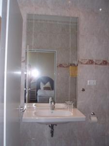 海德堡海德堡景英酒店的一间带水槽和镜子的浴室