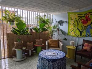 阿拉胡埃拉Guesthouse Casa Lapa的充满了许多盆栽植物的房间