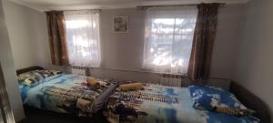 切布尼察Zajazd pod Lwem的一间卧室配有一张带两个枕头的床