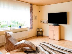 梅德巴赫Splendid Apartment near Ski Area in Medebach的客厅配有电视、椅子和地毯