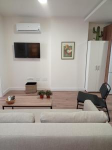EsteponaGMC Turistics - Paseo Marítimo Estepona的客厅配有两张沙发和一台电视机
