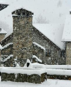 PalagnedraAntica Osteria Ghiridone的一堆积雪覆盖的房子