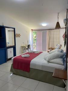 马拉戈日Pousada Barra Velha的一间卧室设有一张大床和一个窗户。
