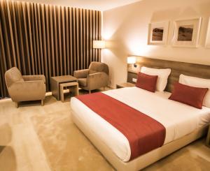 努瓦克肖特蒙诺特尔达尔巴尔卡酒店的配有一张床和一把椅子的酒店客房