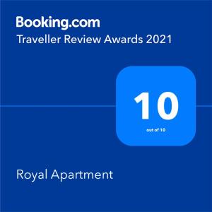 布拉索夫Royal Apartment的带有旅行奖励标志的手机的截图