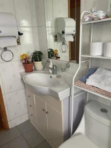 蓬塔阿雷纳斯Donde Damaris的白色的浴室设有水槽和卫生间。