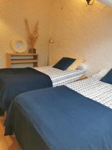 ArryLa maison de Céline的两张睡床彼此相邻,位于一个房间里