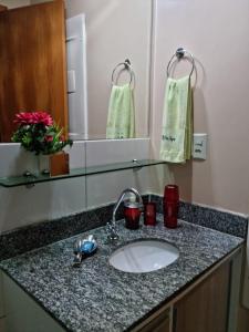 马瑙斯Life Ponta Negra的浴室的柜台设有水槽和镜子