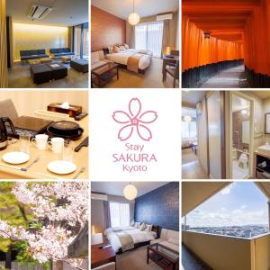 京都Stay SAKURA Kyoto Fuga的照片拼贴的酒店房间