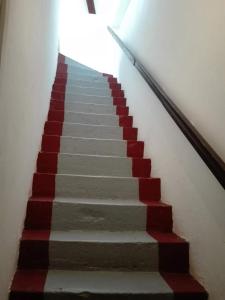 埃格尔马格达莱纳公寓的一条红色白色和灰色的楼梯