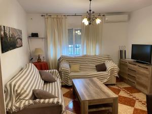 阿尔米利亚Casa Saki的客厅配有两张沙发和一台电视机