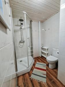 索尔塔瓦拉Загородный отель RAUTA的带淋浴和卫生间的浴室