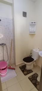 伊夫兰Bel appartement à Ifrane的一间带卫生间和水槽的小浴室