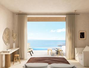 天堂海滩Eden View Suites & Villas的海景卧室