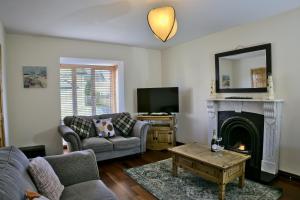 卡林福德Village Lodge - Carlingford的带沙发和壁炉的客厅