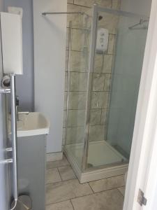 NortholtGarden Room的带淋浴和盥洗盆的浴室