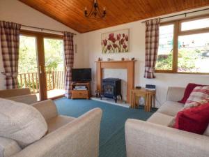 斯泰夫利North Lodge的客厅设有两张沙发和一个壁炉