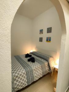 大加那利岛拉斯帕尔马斯Alma Canaria Apartments & Rooms的一间卧室,床上有泰迪熊
