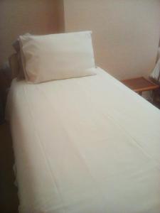 卡迪夫The Principality 2 Singles Bedroom的一张白色的床,上面有枕头